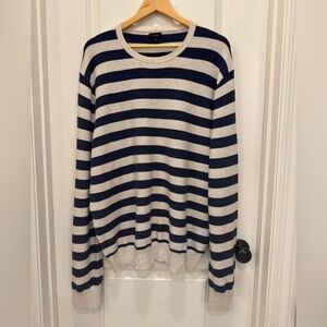 J. Crew Classic Navy and Cream Striped Knit